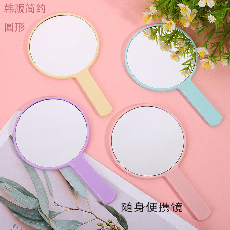 Plastic Small Handheld Round Custom Cosmetic Hand Mirrors Logo Portable Pocket Makeup Mirror Private Label Customized Bronze