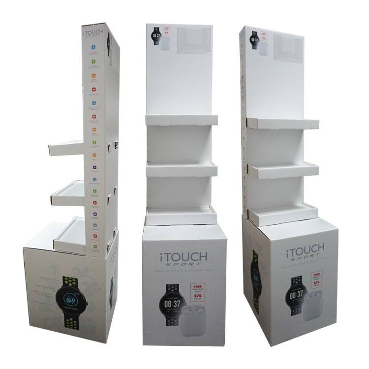 Luxury Wrist Watches Floor Cardboard Display Holder Stand Showcase For Retail and Sale