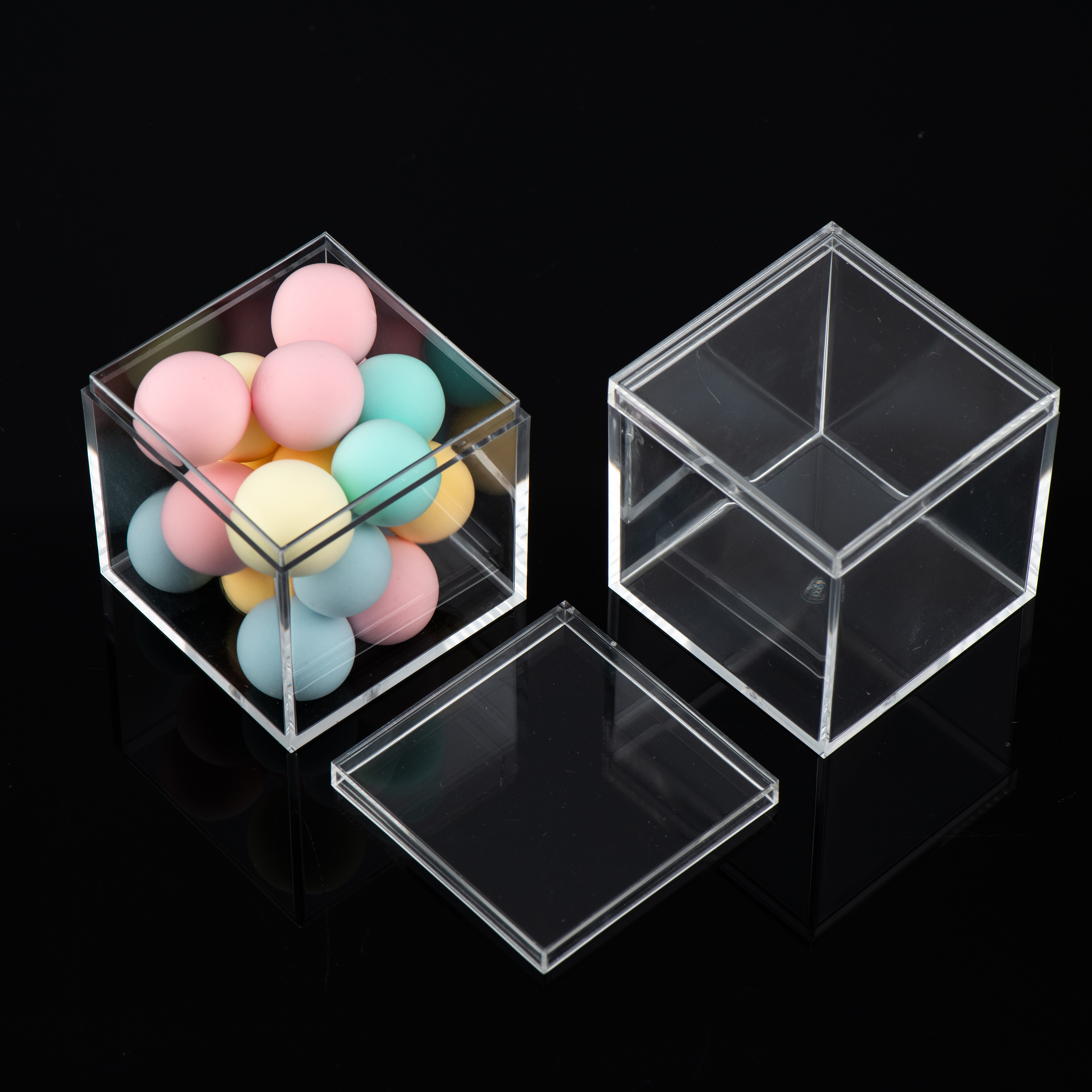 Food Grade Square Clear Acrylic Box Wedding Item Storage Acrylic Box Storage Stacked Display Acrylic Candy Box with Lid