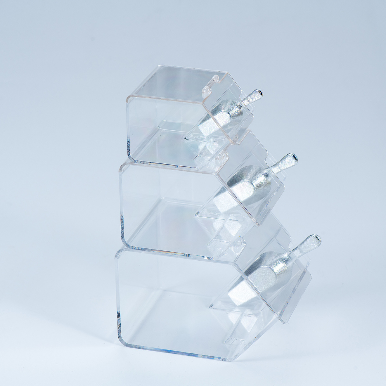 Wholesale  Clear AcrylicStackable Candy Topping Dispenser Acrylic Candy Dispenser With Scoop Candy Storage Box  ins Display Rack