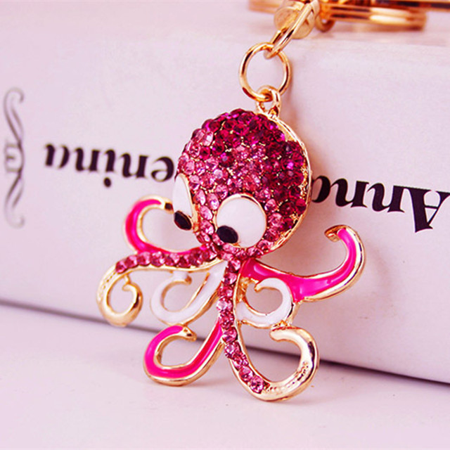 Bling Colorful Rhinestone Cute Tortoise Animal Metal Key Ring Keychain