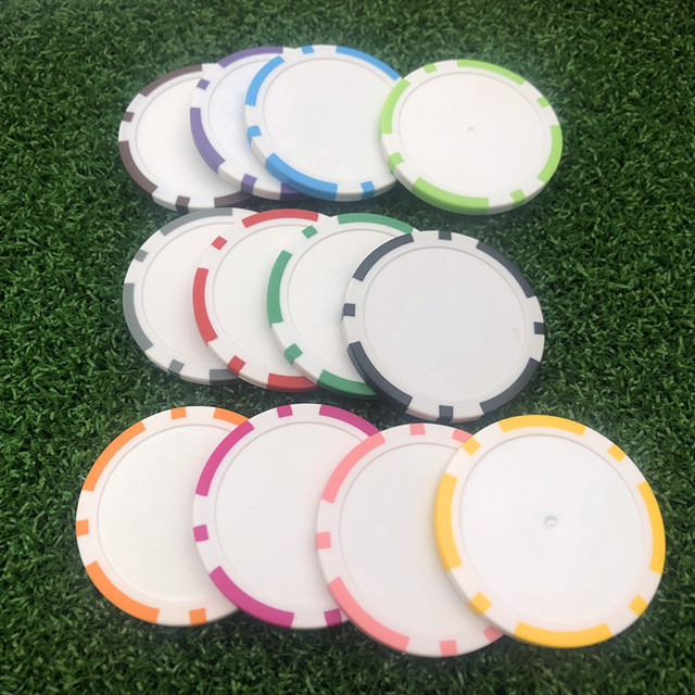 Wholesale  Cheap Ready to ship Colors Clay ABS Blank Unique 40mm Logo Golf Accessories Plastic Poker Chip Golf  Ball Markers