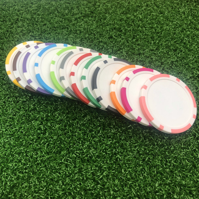 Wholesale  Cheap Ready to ship Colors Clay ABS Blank Unique 40mm Logo Golf Accessories Plastic Poker Chip Golf  Ball Markers