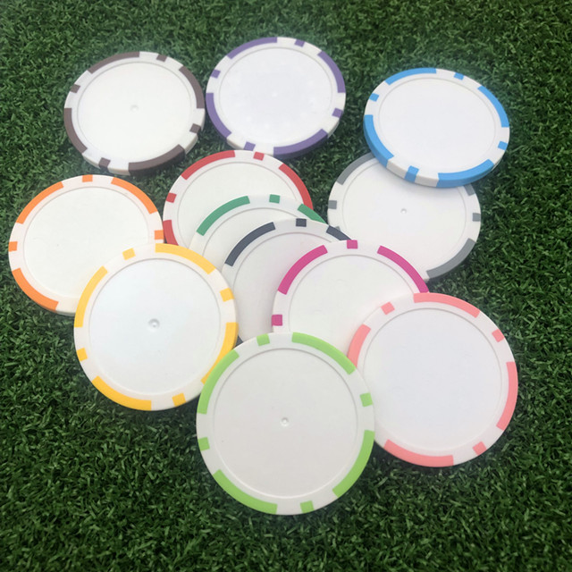 Wholesale  Cheap Ready to ship Colors Clay ABS Blank Unique 40mm Logo Golf Accessories Plastic Poker Chip Golf  Ball Markers