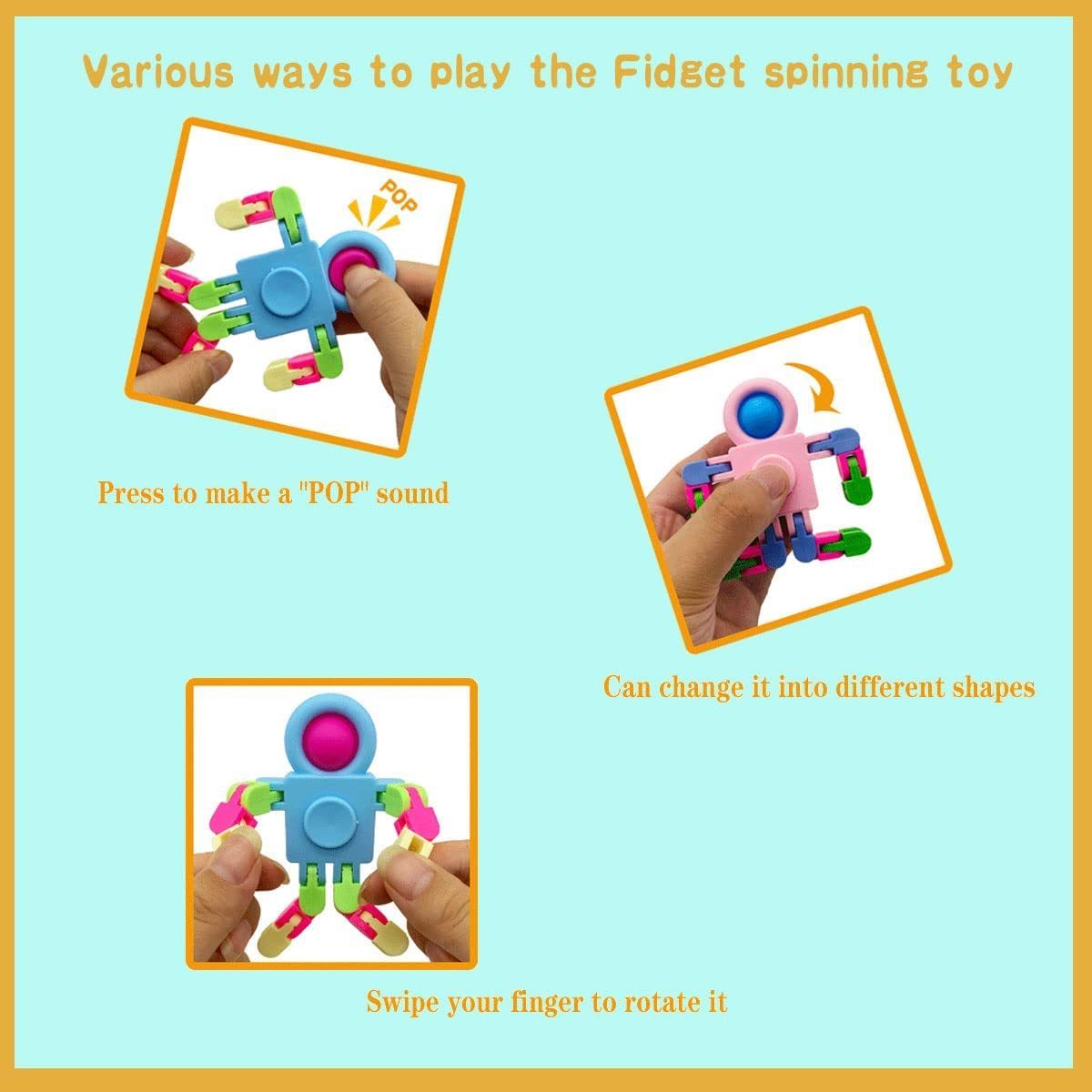 New Pop Fidget Sensory Toys Transformable Chain Pop Robot Fingertip Toy DIY Fidget Spinners for Kids Adults