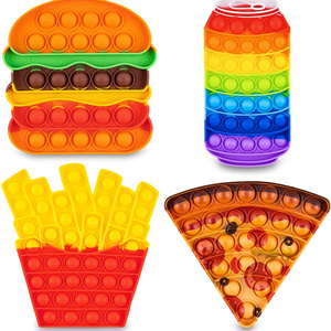 Learning French Fry Pizza Hamburger Pop Fidget Push Pop Bubble Popping Sensory Toy for Kids