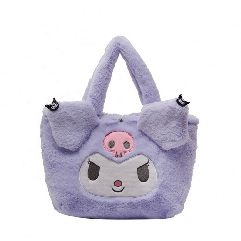 28cm Sanrio Kuromi My Melody Figure Kuromi Plush Backpack Kids Backpack Soft Plush Handbag Sanrio Plush Bag