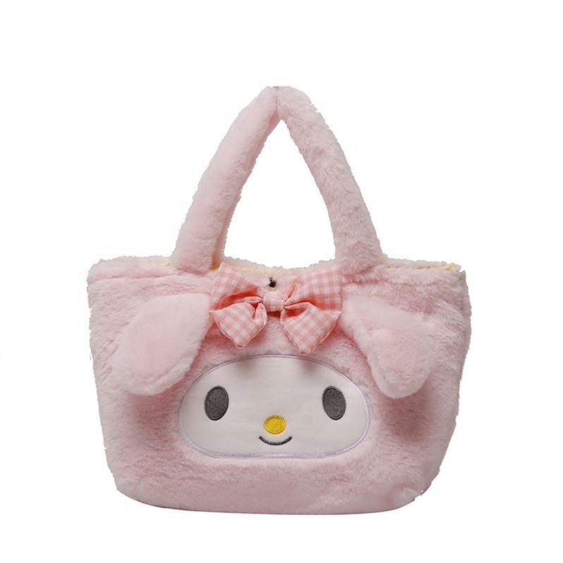 28cm Sanrio Kuromi My Melody Figure Kuromi Plush Backpack Kids Backpack Soft Plush Handbag Sanrio Plush Bag