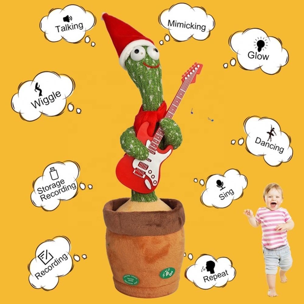 Dancing Cactus Toy 120 Songs Singing Talking Record Repeating What You say Electric Cactus Bailarin