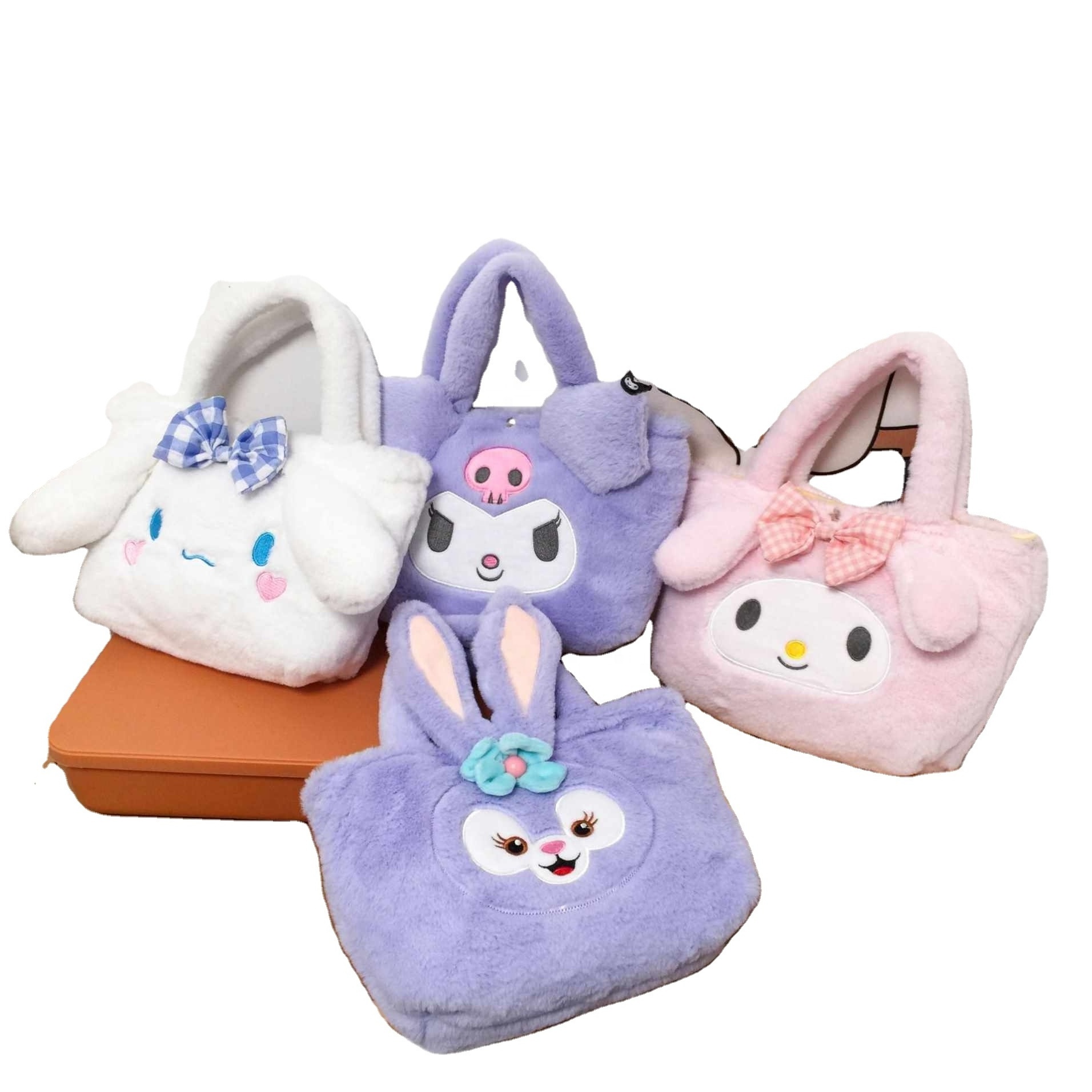 28cm Sanrio Kuromi My Melody Figure Kuromi Plush Backpack Kids Backpack Soft Plush Handbag Sanrio Plush Bag