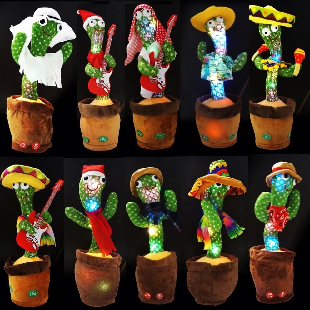 Dancing Cactus Toy 120 Songs Singing Talking Record Repeating What You say Electric Cactus Bailarin