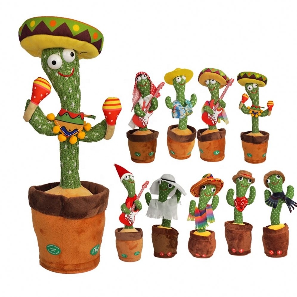 Dancing Cactus Toy 120 Songs Singing Talking Record Repeating What You say Electric Cactus Bailarin