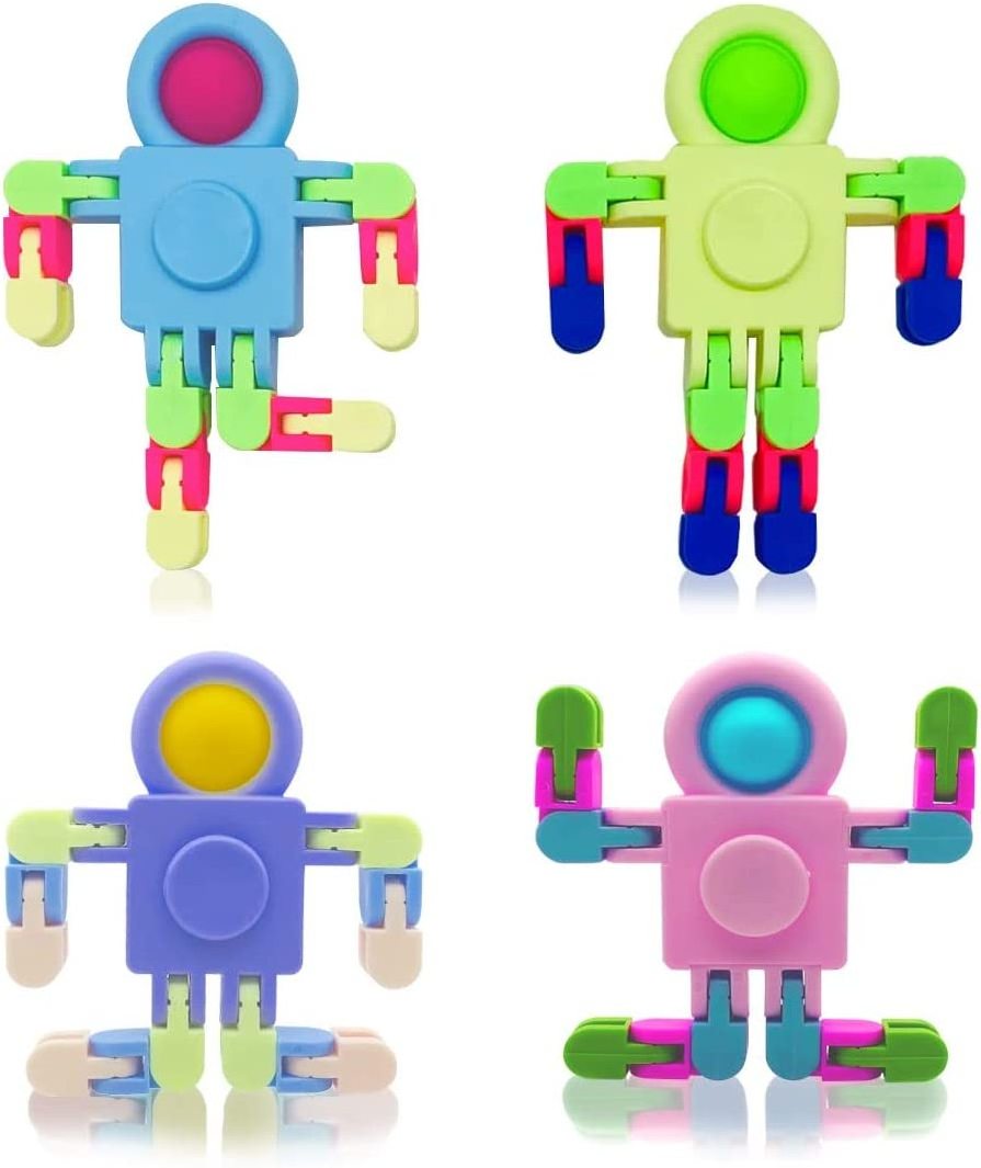 New Pop Fidget Sensory Toys Transformable Chain Pop Robot Fingertip Toy DIY Fidget Spinners for Kids Adults