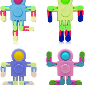 New Pop Fidget Sensory Toys Transformable Chain Pop Robot Fingertip Toy DIY Fidget Spinners for Kids Adults