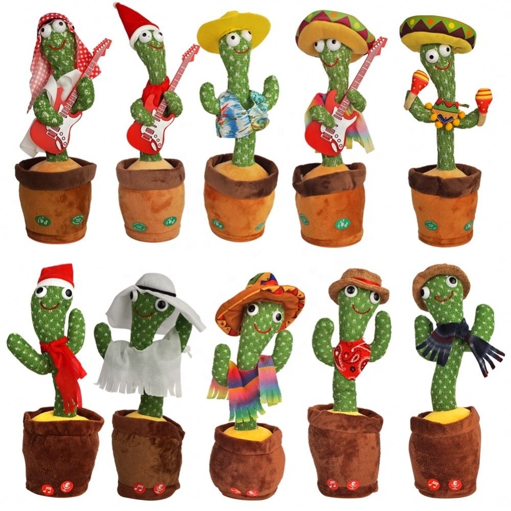 Dancing Cactus Toy 120 Songs Singing Talking Record Repeating What You say Electric Cactus Bailarin