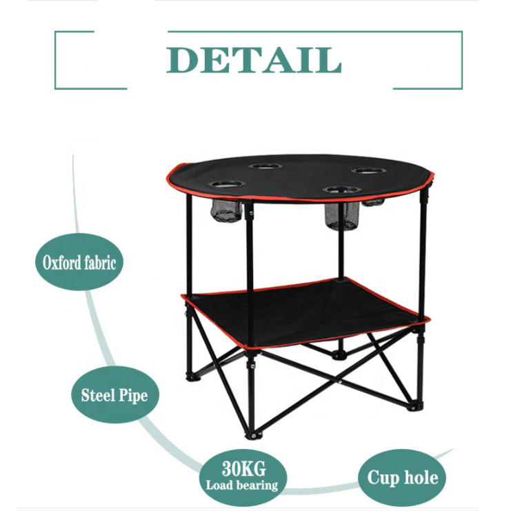 Outdoor Camping Picnic Travel Fabric Top Foldable Dining Table Portable Canvas Folding Table