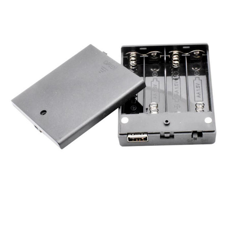 4AA Battery Holder Box With Cover USB Switch