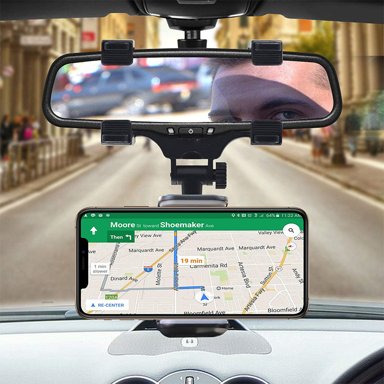 Factory wholesale 360 degree rotation Car Rearview Mirror phone Mount Holder smartphone Cradle For Cell Phone GPS Navigation