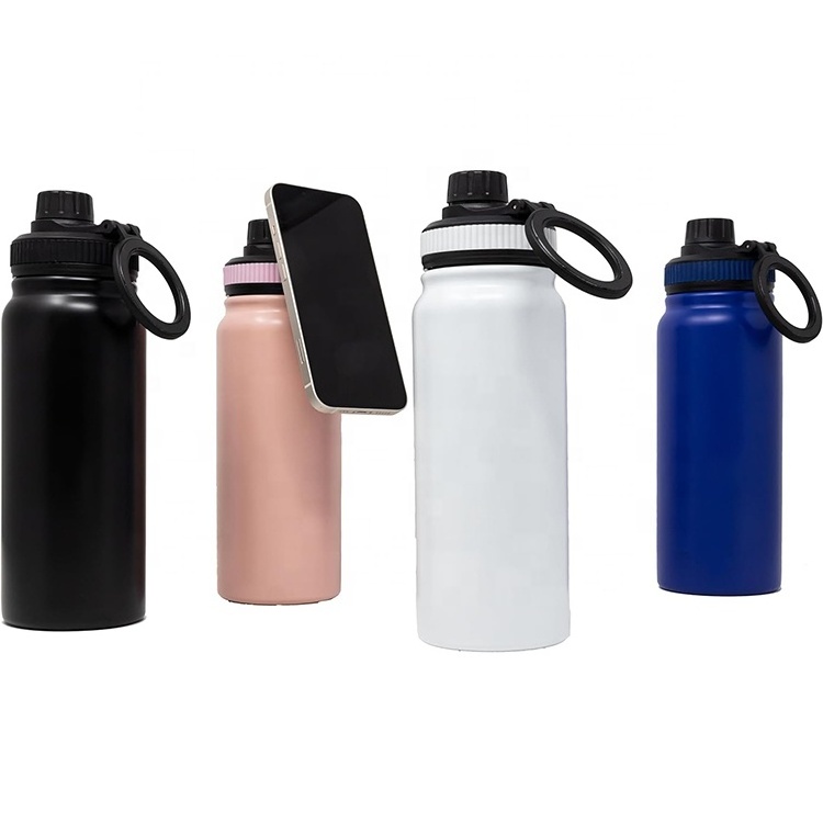 magnetic lid phone holder tumbler flask stainless steel water bottle with magnetic ring magnetic lid water bottle phone holder