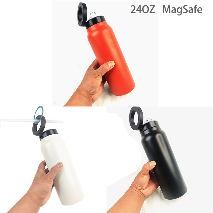 water bottle with magsafe stainless steel insulated magnetic bottle holder gym water bottle with magnetic ring phone holder