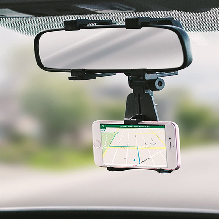 Factory wholesale 360 degree rotation Car Rearview Mirror phone Mount Holder smartphone Cradle For Cell Phone GPS Navigation