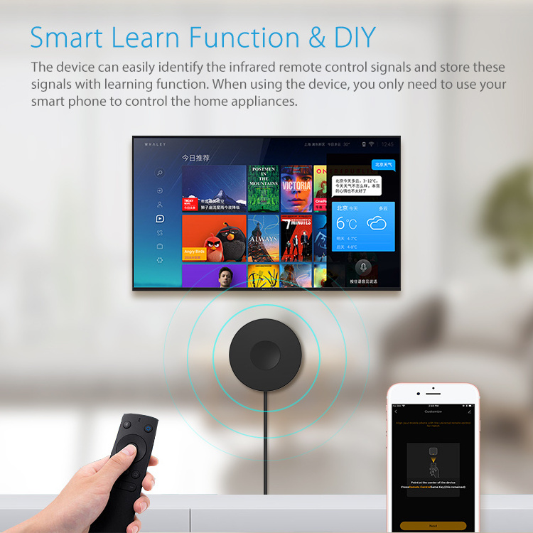 tuya smart ir remote control with function of alexa voice remote control TV/air conditioner