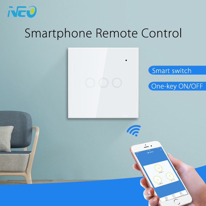 touch screen smart light switch remote control via app smart life neutral and live wire wall switch wifi