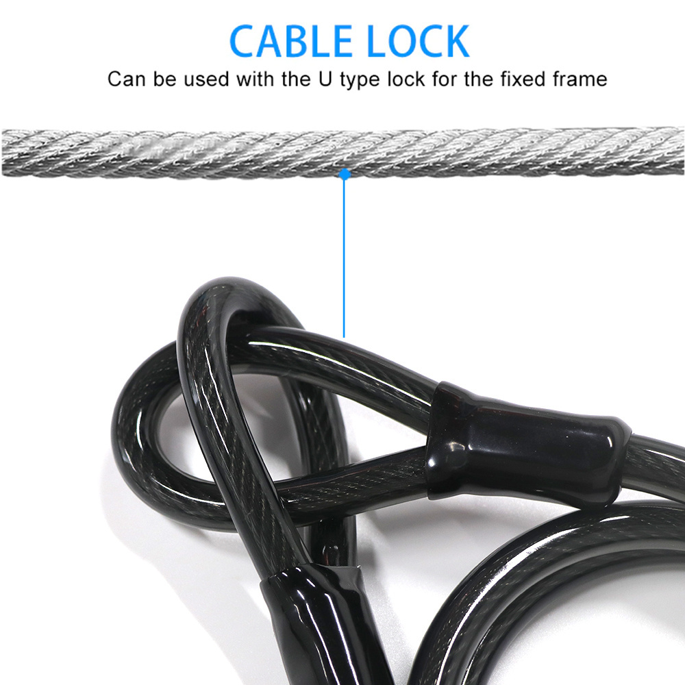 New Image Bike U Lock with Cable Bicycle U-Lock 14mm Shackle Cable with Mounting Bracket for Road Bike Motorcycle locks& chains