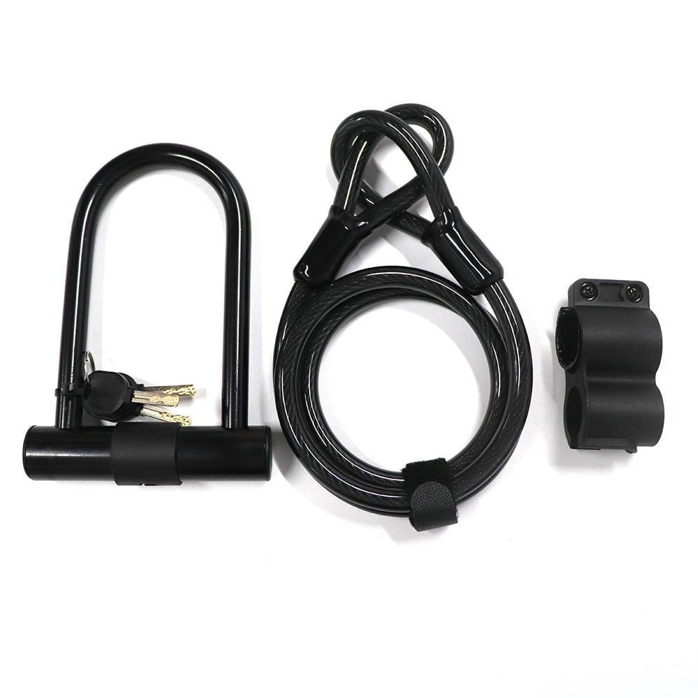 New Image Bike U Lock with Cable Bicycle U-Lock 14mm Shackle Cable with Mounting Bracket for Road Bike Motorcycle locks& chains