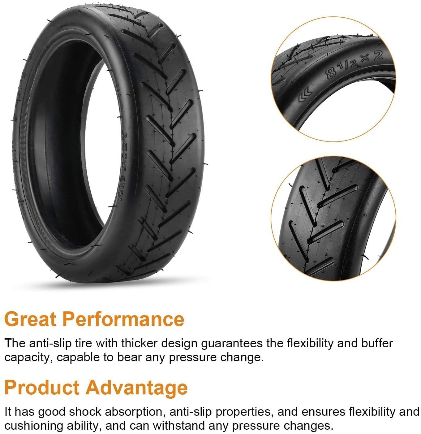 New Image EU Warehouse Stock 8.5 Inch Outer Wear-resistant Rubber Tire Inner For M365 Scooter Xiaomi M365 Tires 85 Wheel Tires