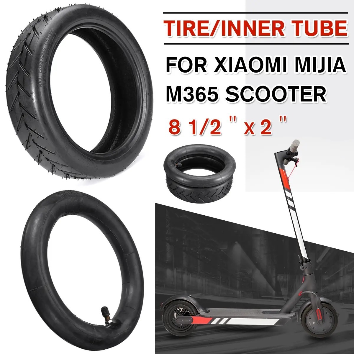 New Image EU Warehouse Stock 8.5 Inch Outer Wear-resistant Rubber Tire Inner For M365 Scooter Xiaomi M365 Tires 85 Wheel Tires