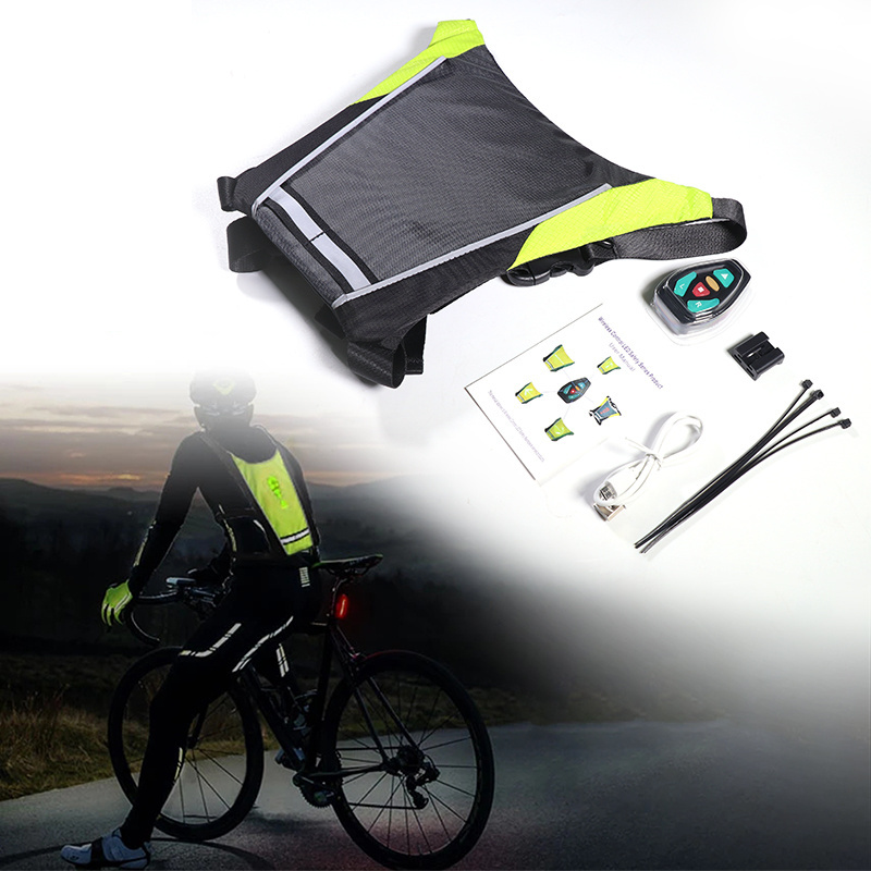 New Image LED Signal Vest Bike Safety Wireless Turn Signal Light Riding Lighting Vest Safety Reflective Warning cycle Vests