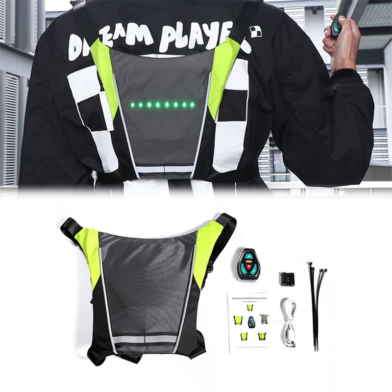 New Image LED Signal Vest Bike Safety Wireless Turn Signal Light Riding Lighting Vest Safety Reflective Warning cycle Vests