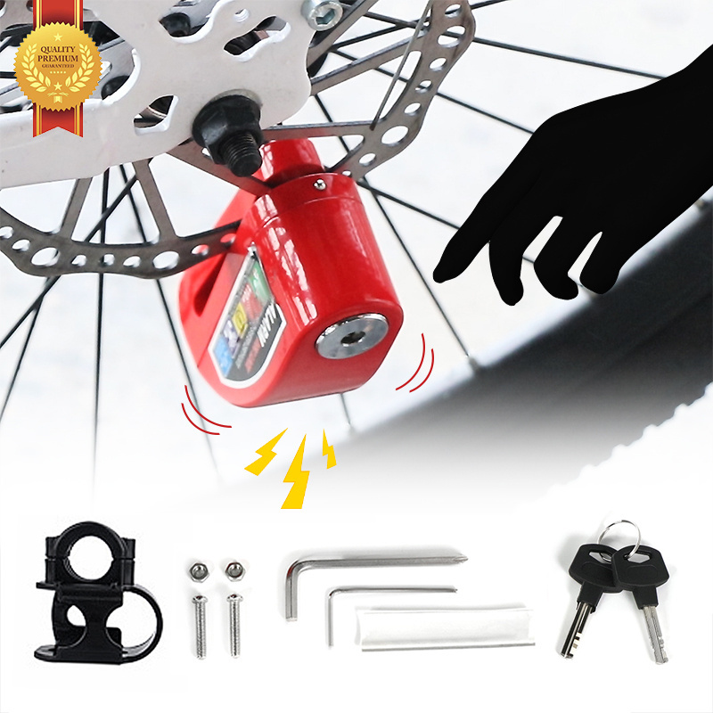 New Image Bicycle Scooter Wheel Disc Brake Alarm Lock Aluminum Alloy Security Anti-theft Lock With Storage Bike Disc Lock