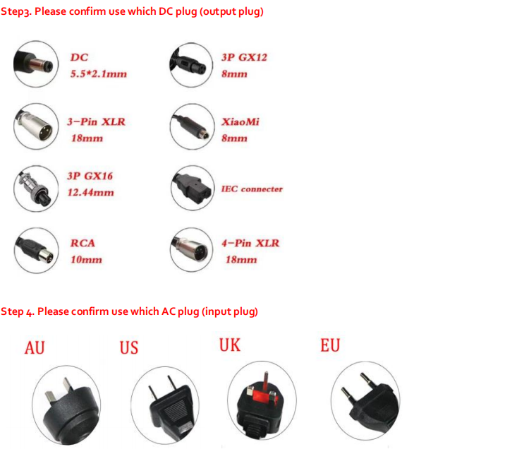 24v 2A /29.4V 2A/36V 2A  42V 1A  2A 3A  4A  5A 54.6V 2A 3A 67.2v 2A Battery Lithium Charger For Electric Scooter Bike Hoverbod