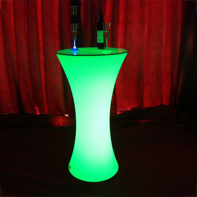 Interactive LED night club table/ illuminated plastic led bar table with metal stand/LED table