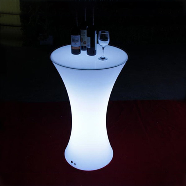 Interactive LED night club table/ illuminated plastic led bar table with metal stand/LED table