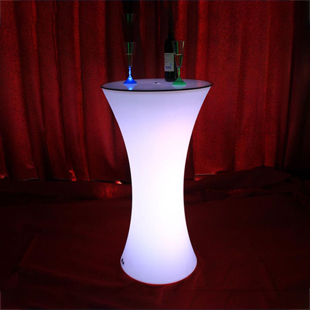 Interactive LED night club table/ illuminated plastic led bar table with metal stand/LED table