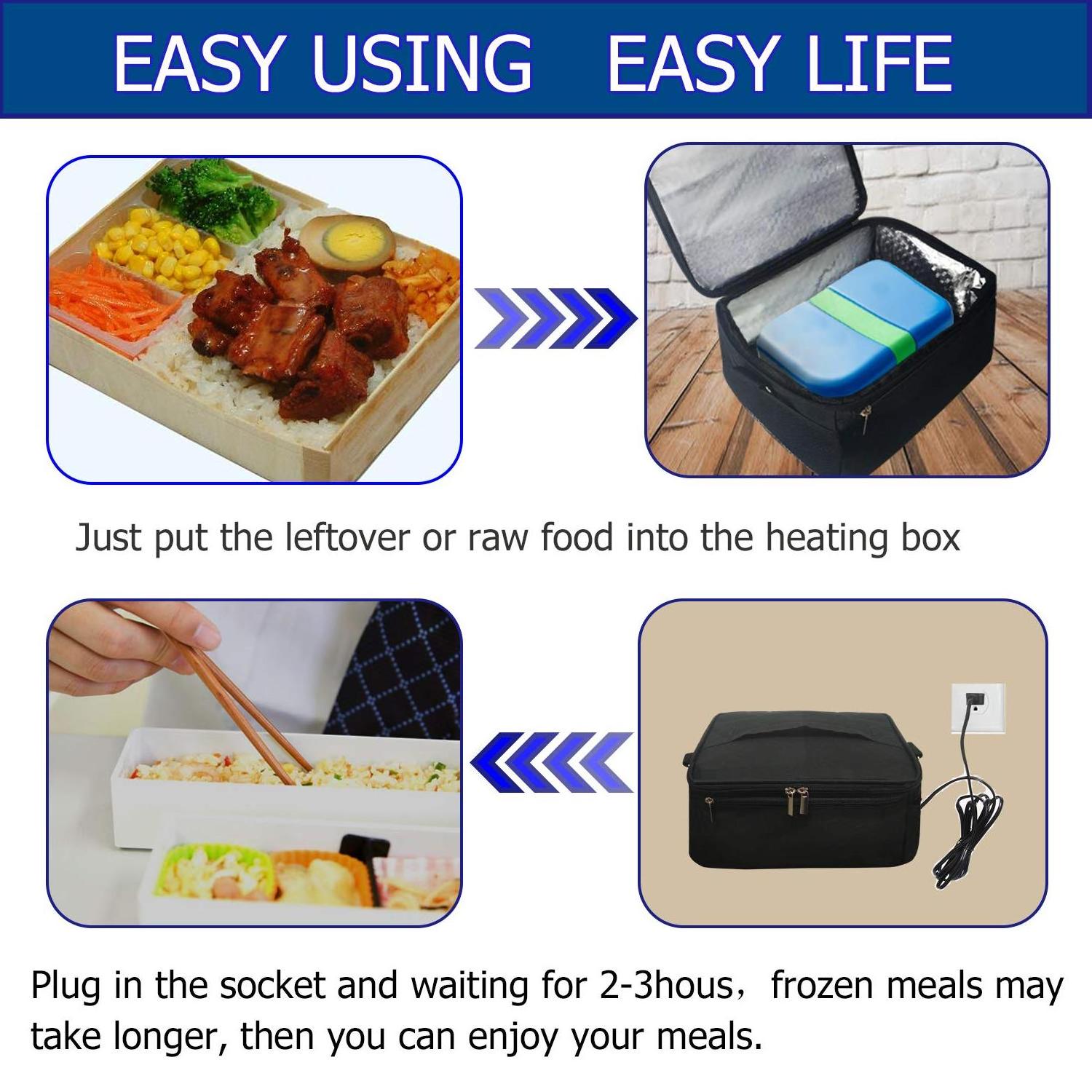 Electric Lunch Bag, Portable Food Warmer for Meals Reheating and Raw Food Cooking, Car Portable Oven Mini Personal Food Warmer