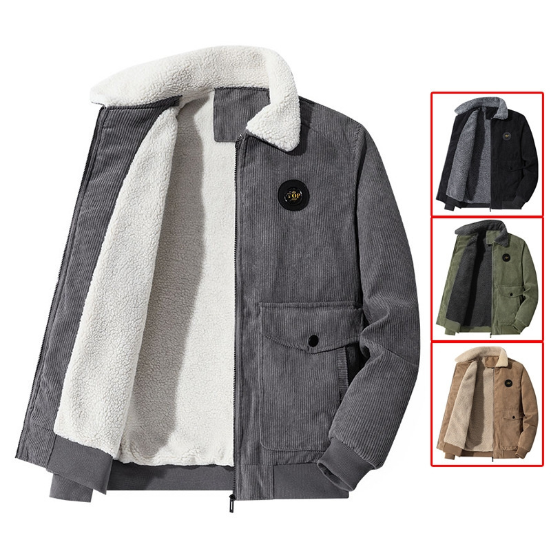 High Quality New Corduroy Jacket Men's Winter Fleece Coat And Thick Soft Warm Outerwear Plus Size Men Jackets