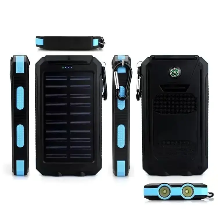 Wholesale Waterproof Outdoor Solar Battery Rohs Power Bank Supplier 8000 10000mah Solar Panel Portable Charger