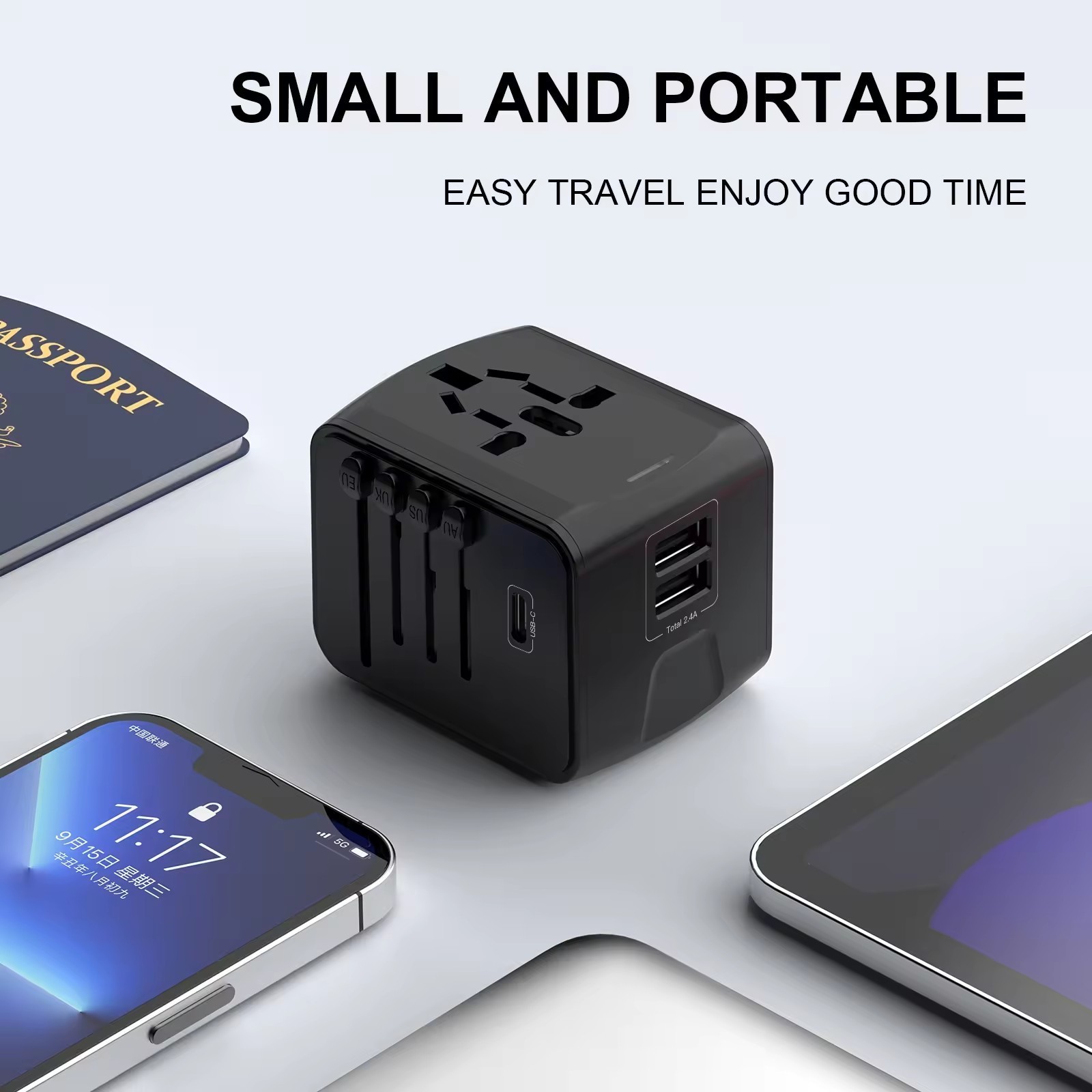 International Plug Adapter, Universal Power Adaptor with 3 USB Ports(1 USB C), Worldwide Travel Essentials Wall Charger