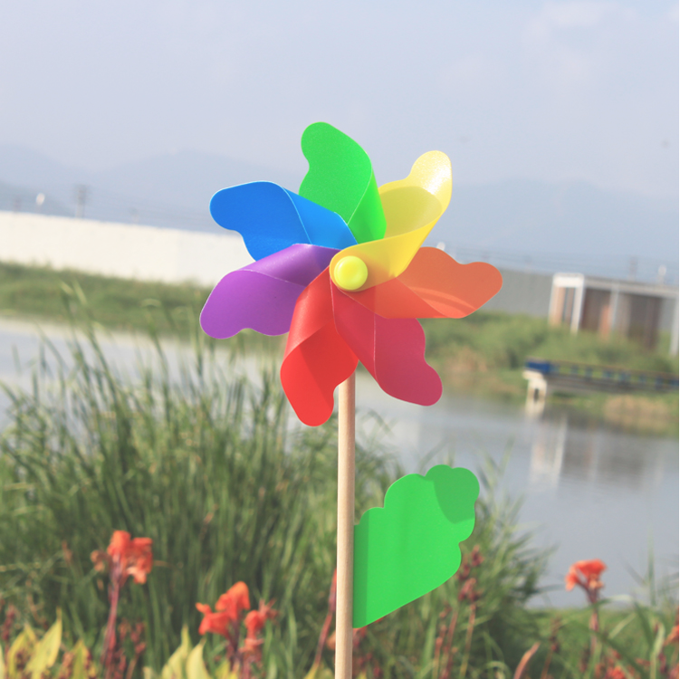 QY customization Plastic Rainbow Windmill Party Pinwheels DIY Pinwheel for Kids Toy Garden Party Lawn Decor, Assorted Color