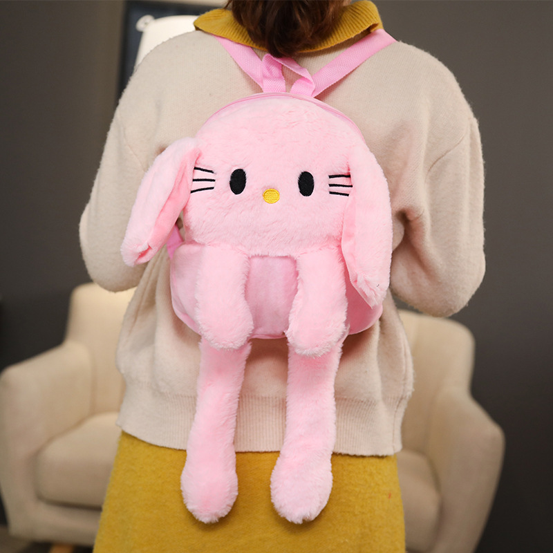 custom plush light backpack velvet soft backbag bunny moving ears backpack toddler kids  lovely plush  backpack