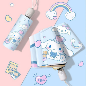 Kawaii Cinnamoroll Sun Umbrella Anime My Melody Cinnamoroll Kuromi Cute Cartoon Girl Prevent UV Folding Umbrella