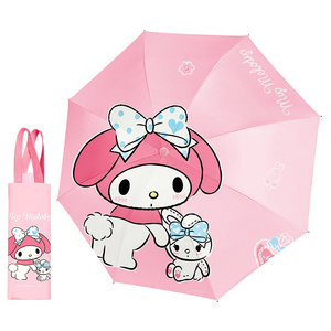 wholesale Cinnamoroll Kuromi Melody girls folding rain umbrellas kids cartoon UV protection automatic folding umbrella