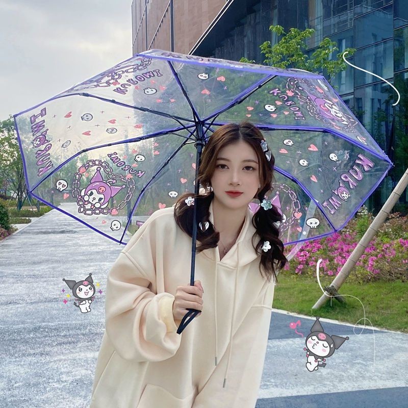 Cinnamoroll automatically folding umbrella Melody transparent umbrella Kuromi cartoon student UV protection umbrella