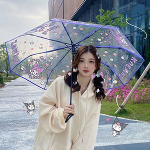 Cinnamoroll Umbrella Kawaii  Kuromi Cartoon Automatic Sunshade transparent Umbrella Girl Melody Travel Folding Umbrella