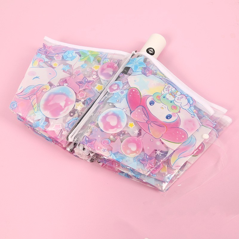 Cinnamoroll Umbrella Kawaii  Kuromi Cartoon Automatic Sunshade transparent Umbrella Girl Melody Travel Folding Umbrella