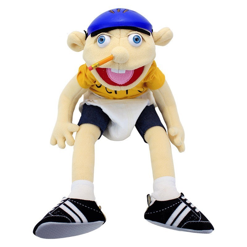 Hot Selling Cartoon funny Open Mouth Boy Jeff  Girl Feebee Hand Puppet Children Gift Jeffy Puppet plush toy